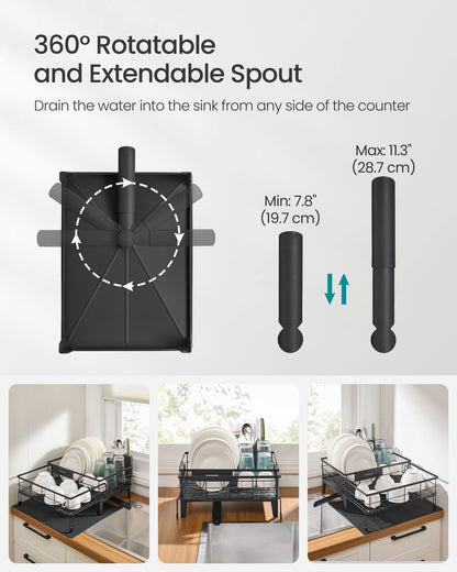 Dish Drying Rack, Kitchen Dish Rack, with Drainboard