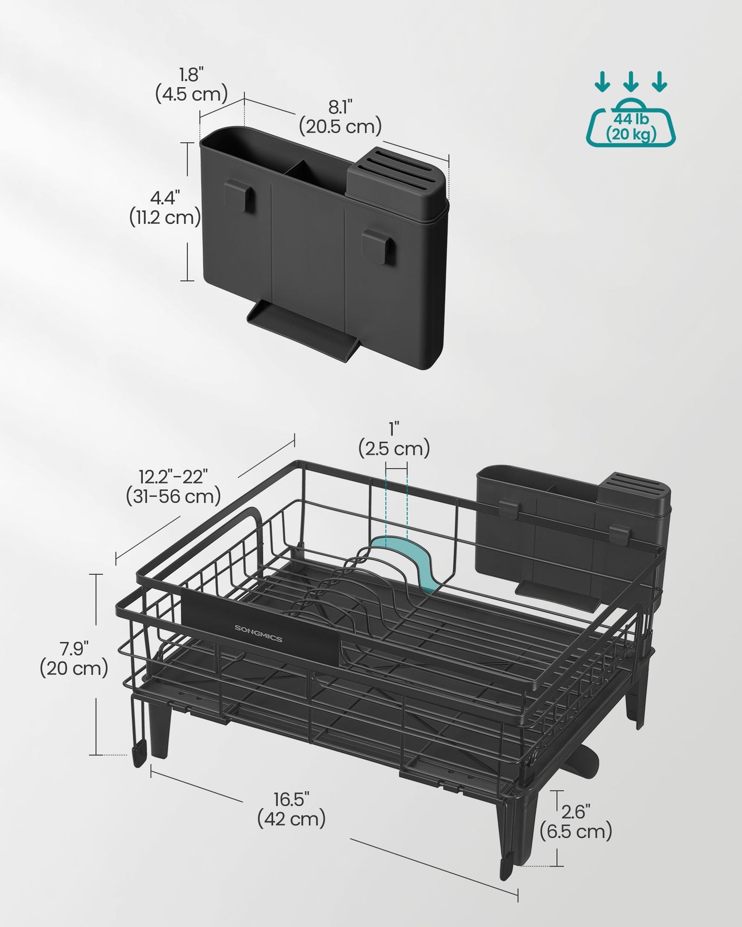 Dish Drying Rack, Kitchen Dish Rack, with Drainboard