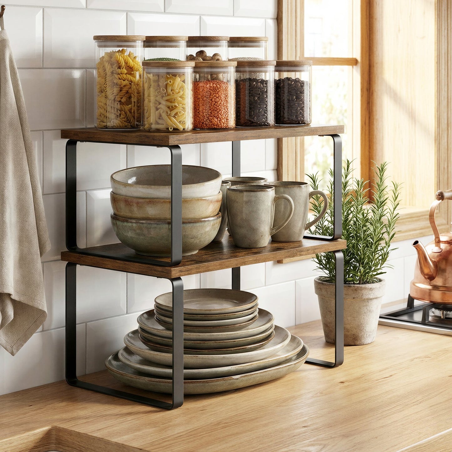 29.7 cm Cabinet Organizer Shelf, Set of 2 Kitchen Counter Shelves, Kitchen Storage - image 13