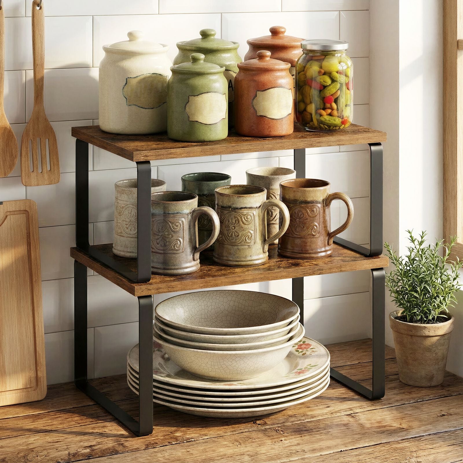 29.7 cm Cabinet Organizer Shelf, Set of 2 Kitchen Counter Shelves, Kitchen Storage - image 14