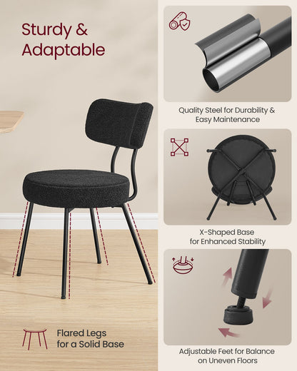 Dining Chairs Set of 6, Modern Upholstered Dining Room Chairs, Ink Black