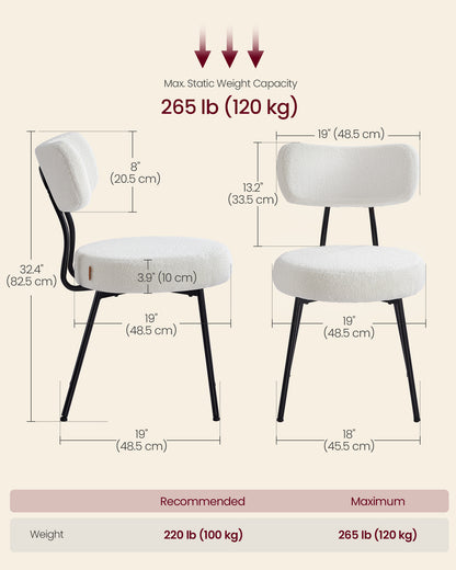 Dining Chairs Set of 4, Modern Upholstered Dining Room Chairs, Cream White