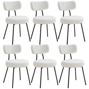 Dining Chairs Set of 6, Modern Upholstered Dining Room Chairs, Cream White