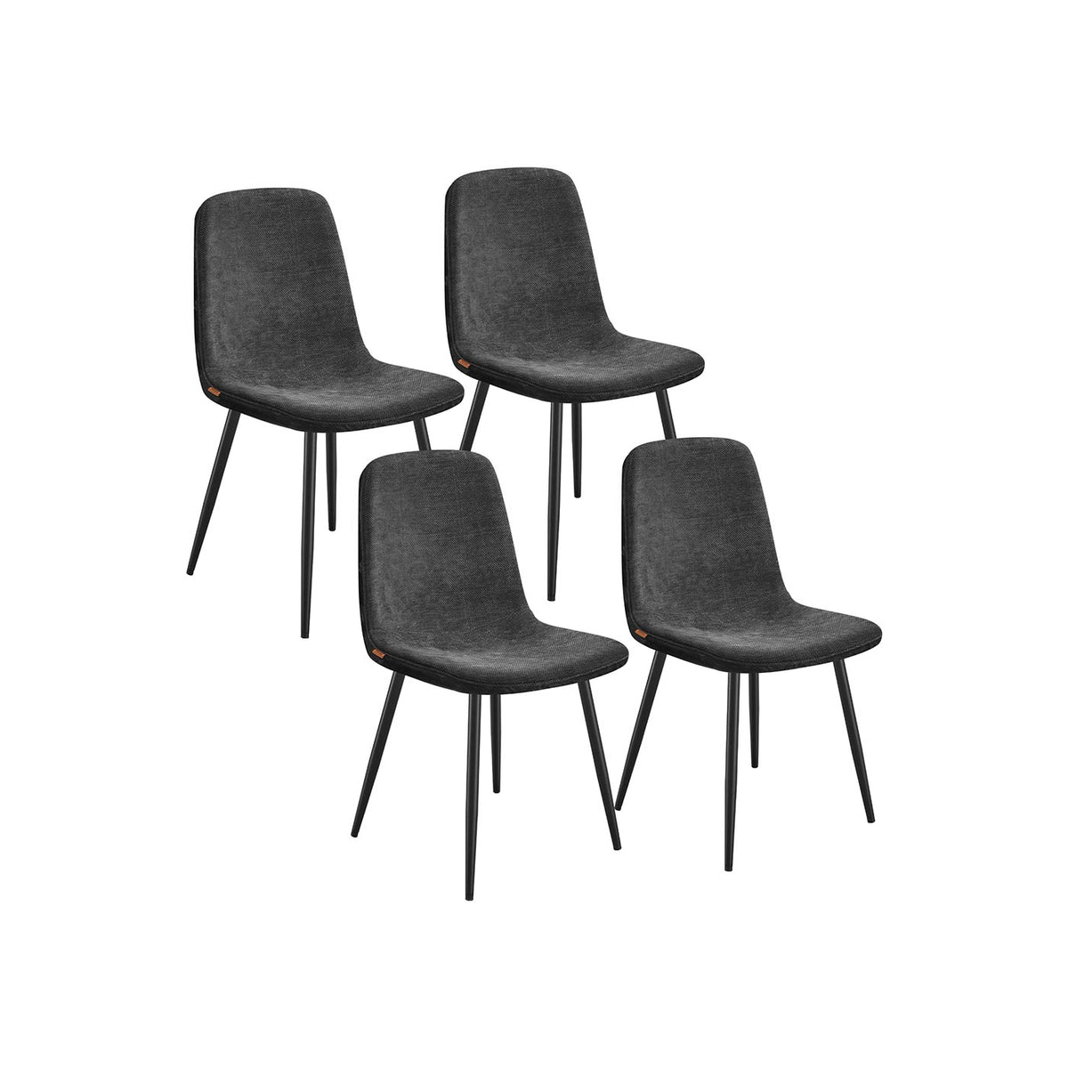 Set of Four Chenille Dining Chairs Slate Grey