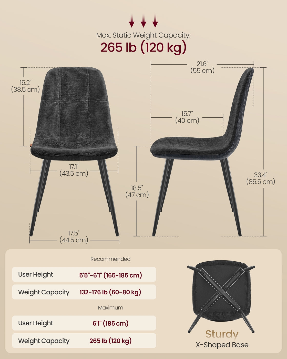 Set of Four Chenille Dining Chairs Slate Grey - image 4