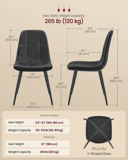 Set of Four Chenille Dining Chairs Slate Grey - image 3