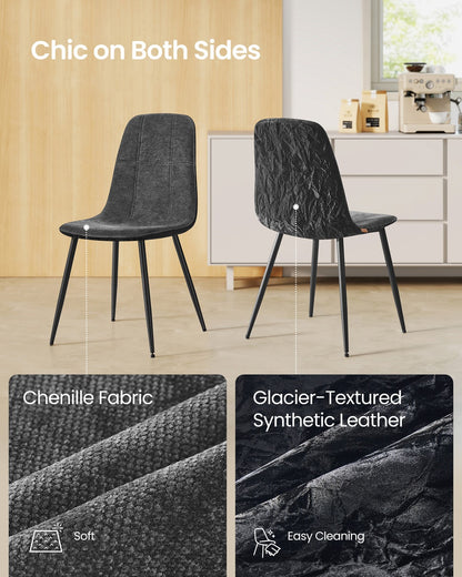 Set of Four Chenille Dining Chairs Slate Grey - image 4