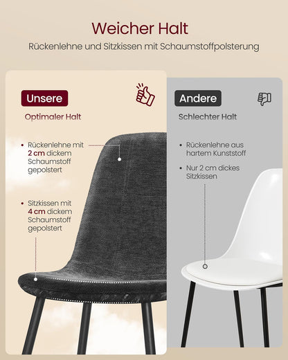 Set of Four Chenille Dining Chairs Slate Grey