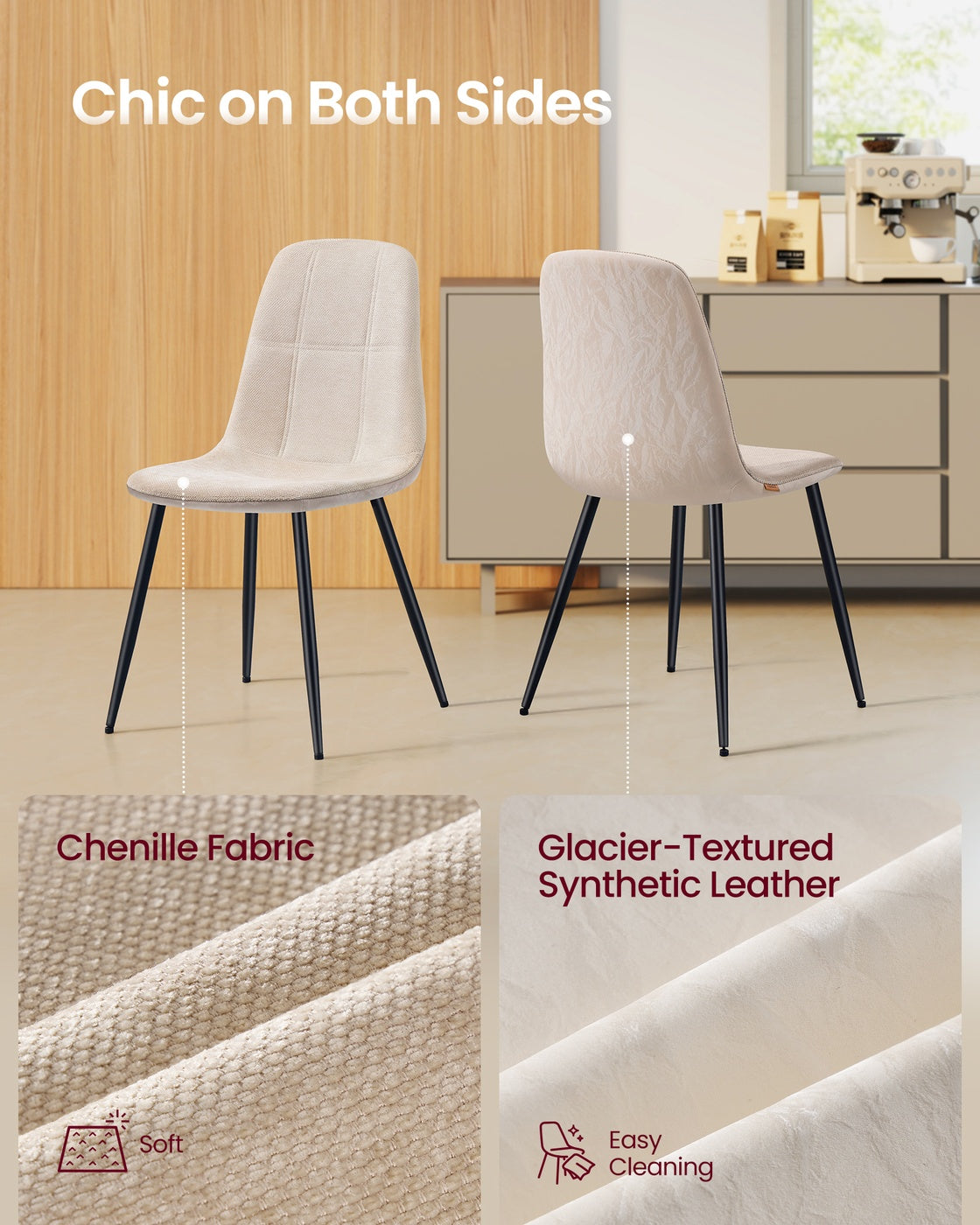 Set of Four Chenille Dining Chairs Slate Grey - image 12