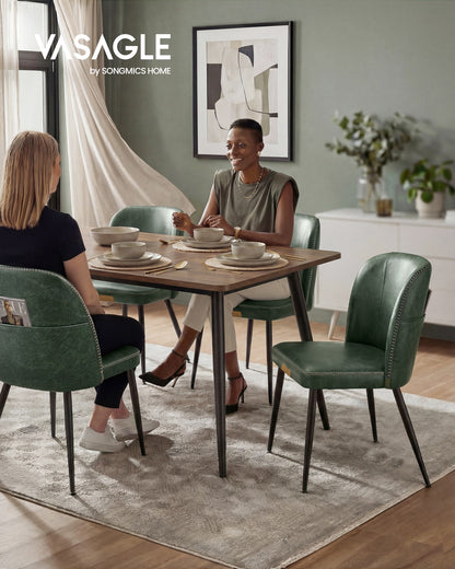 Synthetic leather dining chair with storage pocket