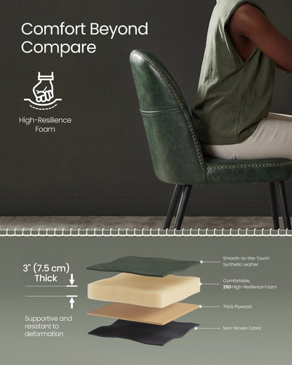 Synthetic leather dining chair with storage pocket