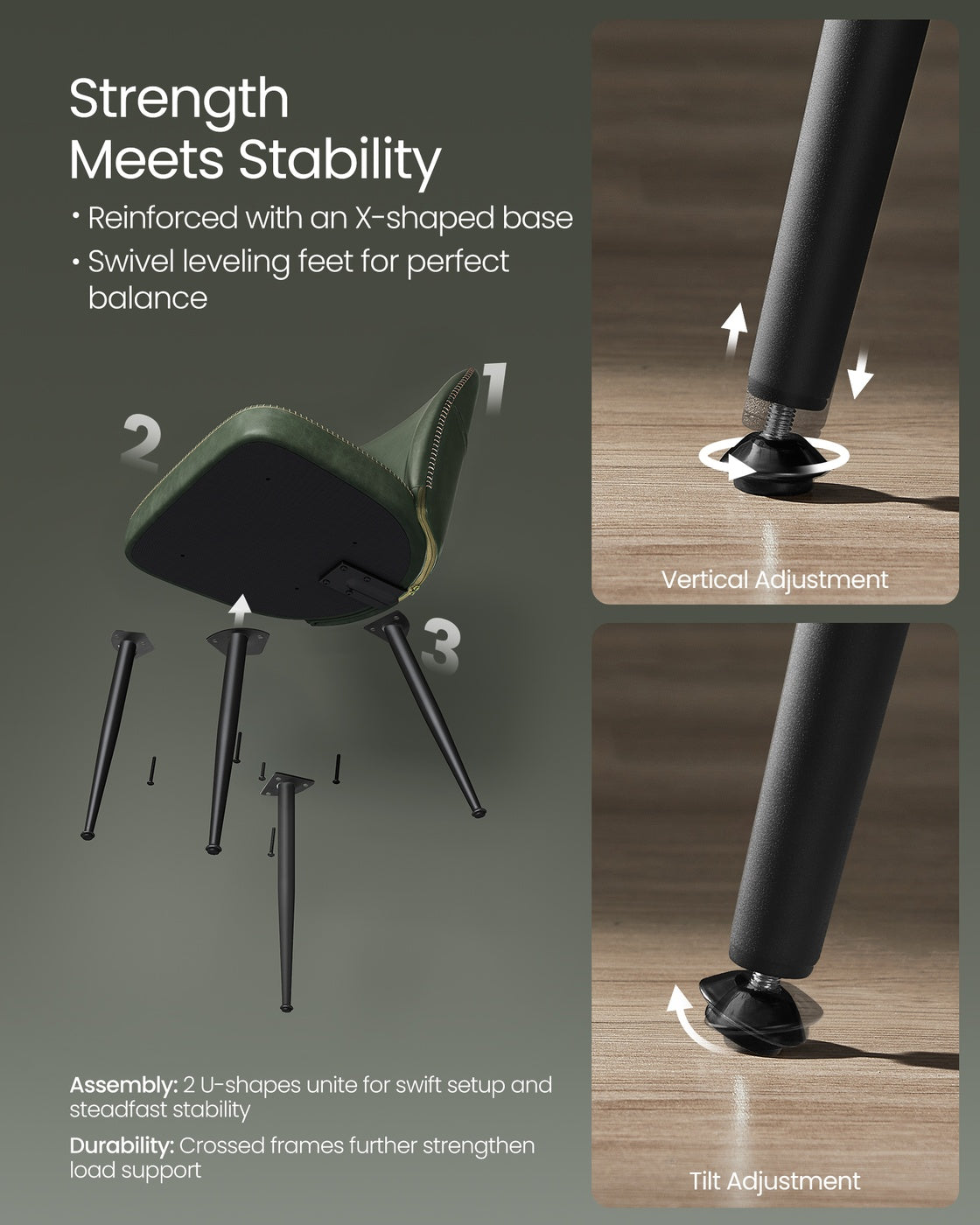 Synthetic leather dining chair with storage pocket