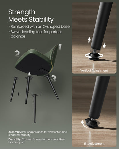 Synthetic leather dining chair with storage pocket