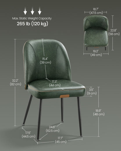 Synthetic leather dining chair with storage pocket