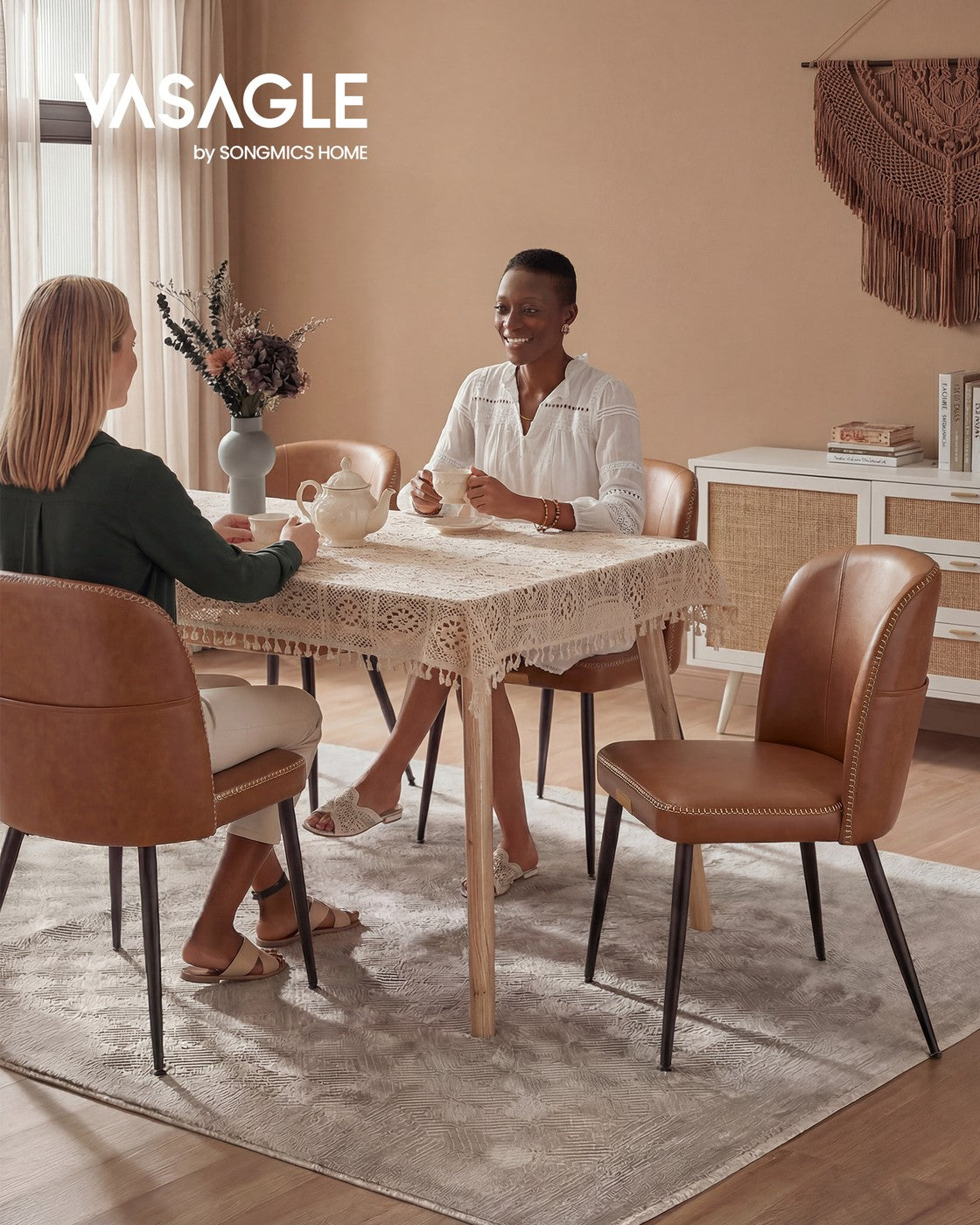 Synthetic leather dining chair with storage pocket - image 2