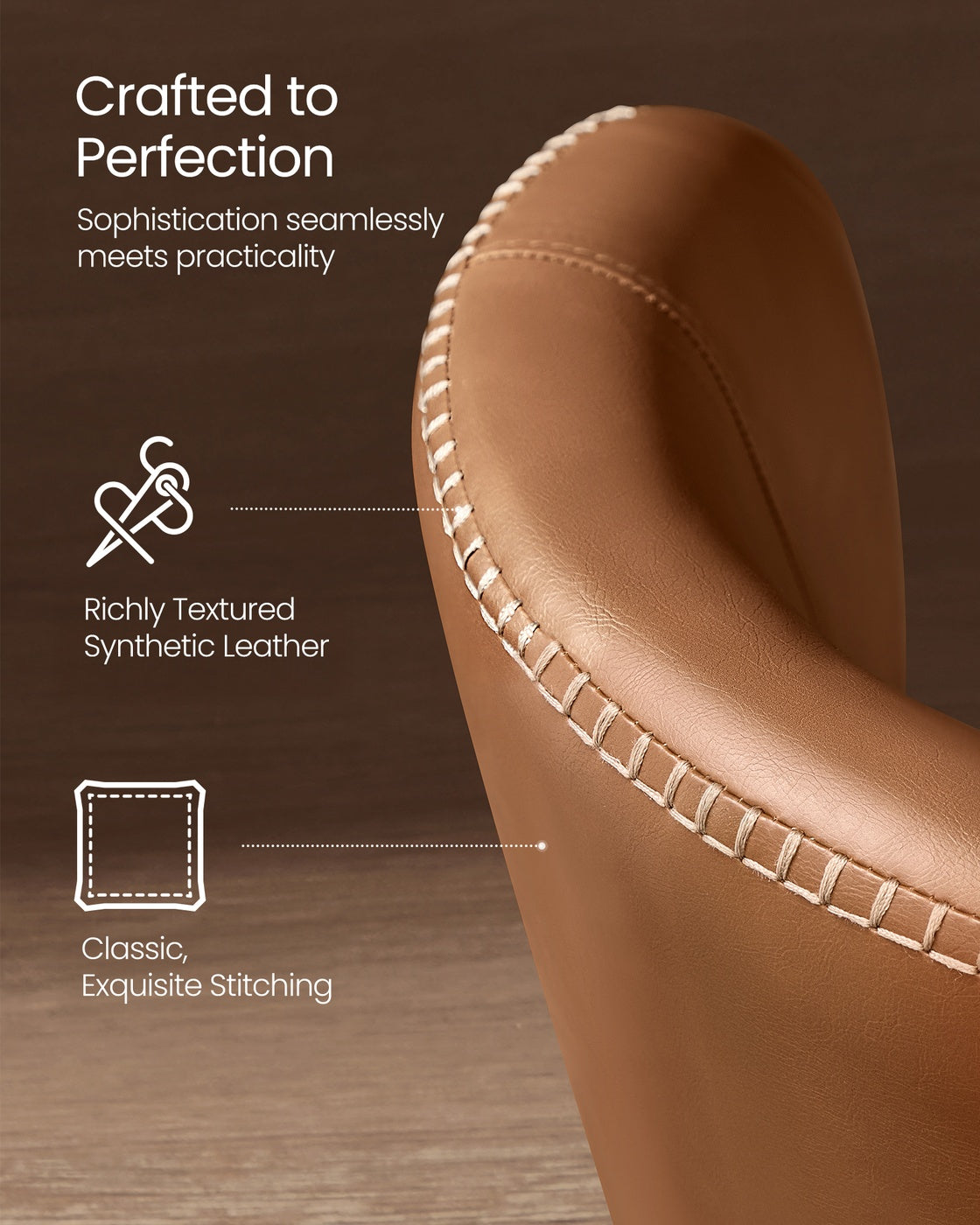 Synthetic leather dining chair with storage pocket - image 3