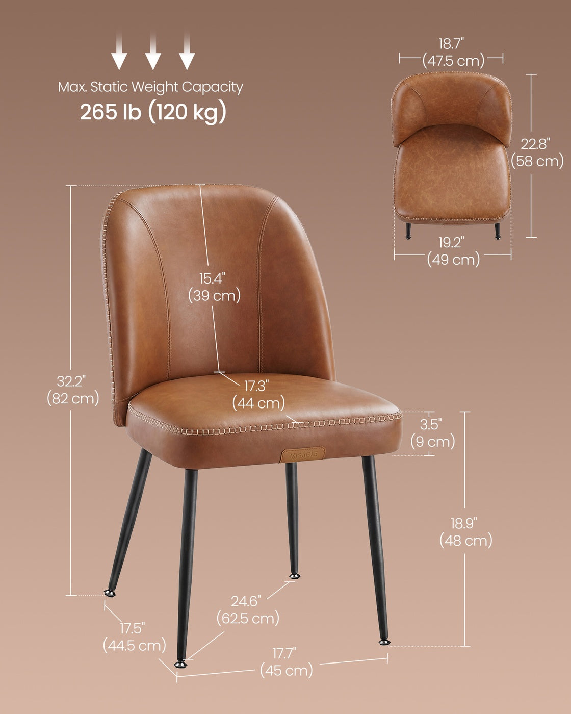 Synthetic leather dining chair with storage pocket - image 8