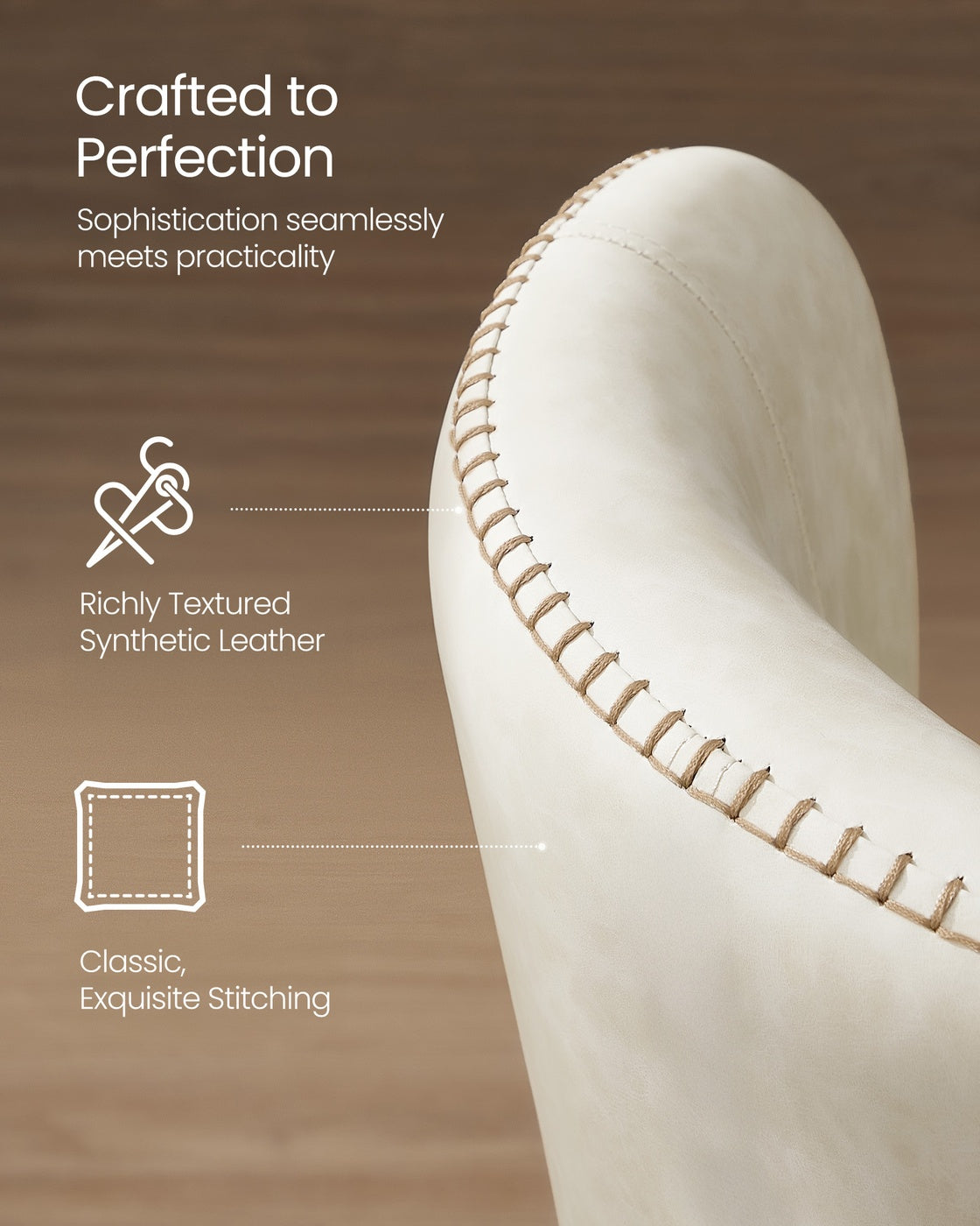 Synthetic leather dining chair with storage pocket