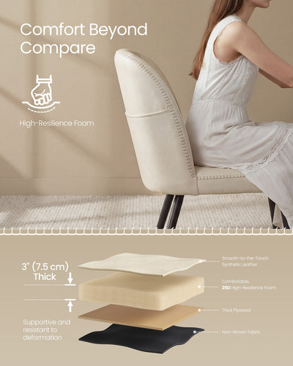 Synthetic leather dining chair with storage pocket