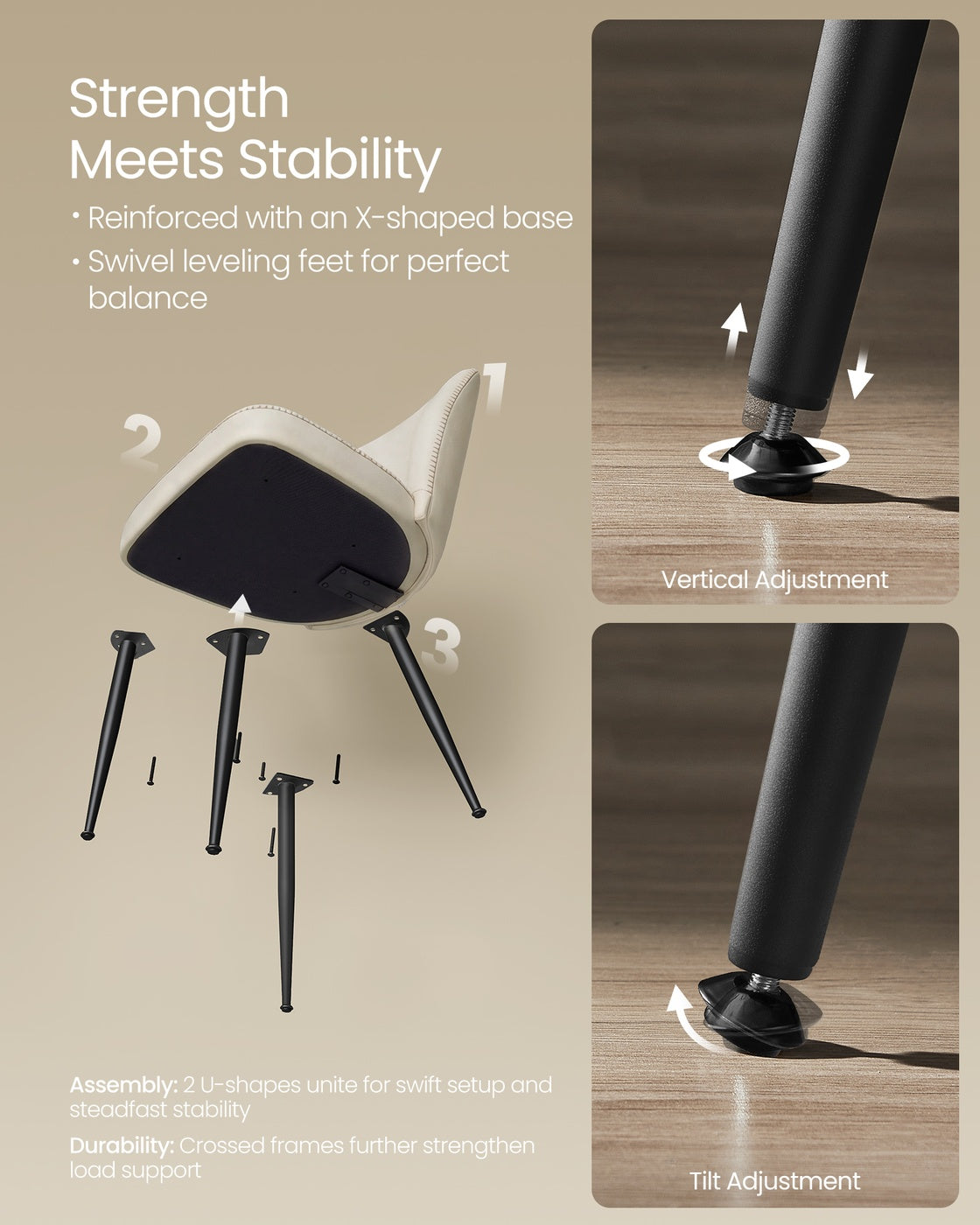 Synthetic leather dining chair with storage pocket