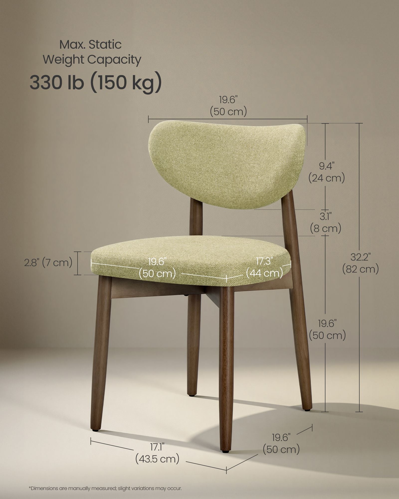 Wooden Dining Chairs Set of 2, Cappuccino Beige - image 11