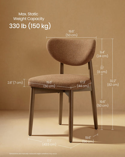 Wooden Dining Chairs Set of 2, Cappuccino Beige - image 8
