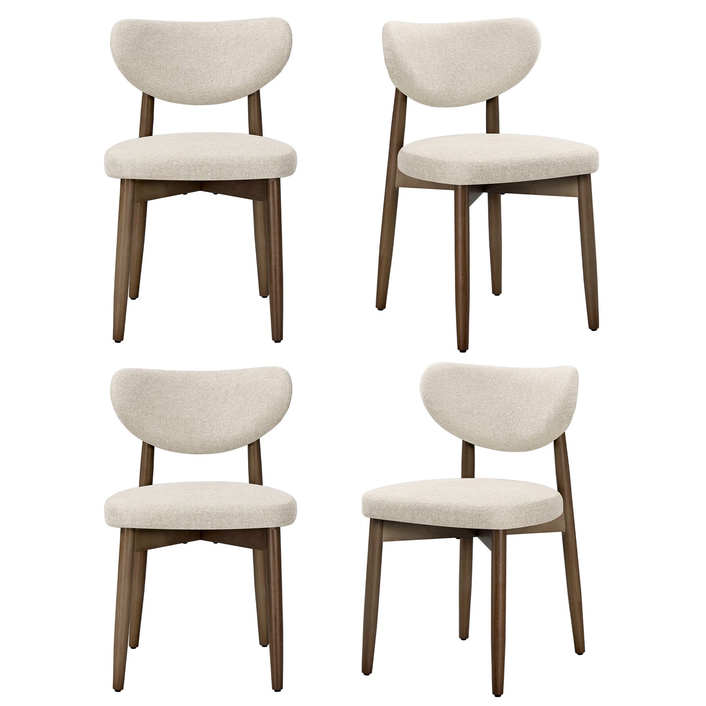 Wooden Dining Chairs Set of 2, Cappuccino Beige - image 12