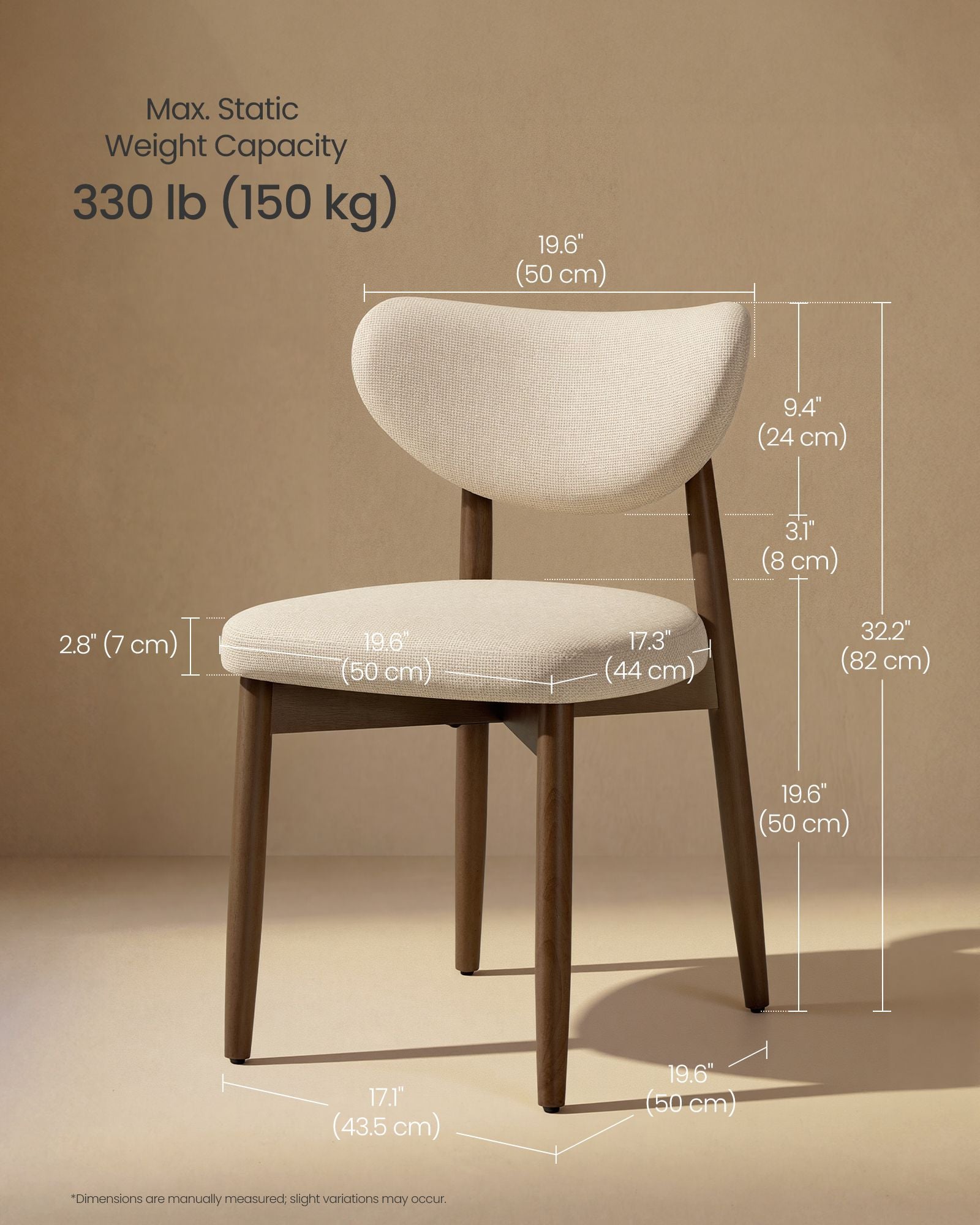 Wooden Dining Chairs Set of 2, Cappuccino Beige - image 5