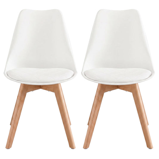 White Dining Chairs with Natural Beech Legs — Set of Two - image 1