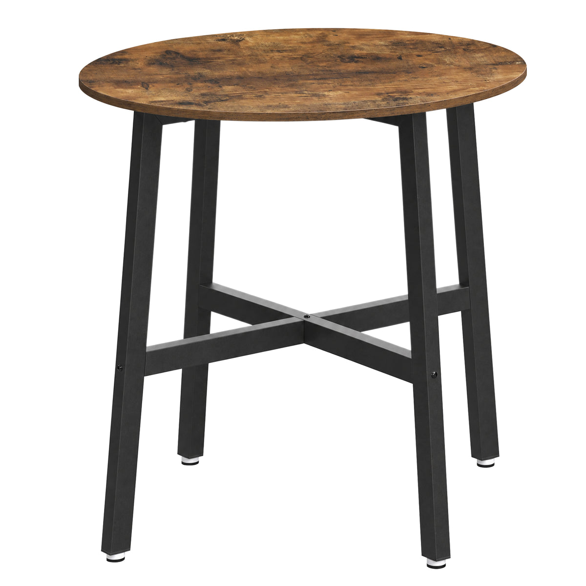 Round Dining Table, Industrial Table for Kitchen, Living Room, Rustic Brown and Black - image 1