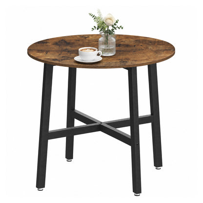 Round Dining Table, Industrial Table for Kitchen, Living Room, Rustic Brown and Black - image 2