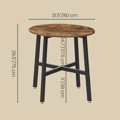 Round Dining Table, Industrial Table for Kitchen, Living Room, Rustic Brown and Black - image 3