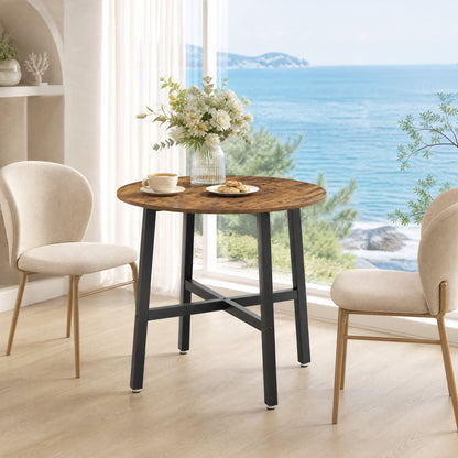 Round Dining Table, Industrial Table for Kitchen, Living Room, Rustic Brown and Black - image 4