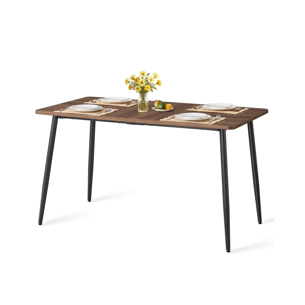 Dining Table Seats 4-6 People 75 x 140 x 75 cm Natural Walnut and Ink Black - image 1