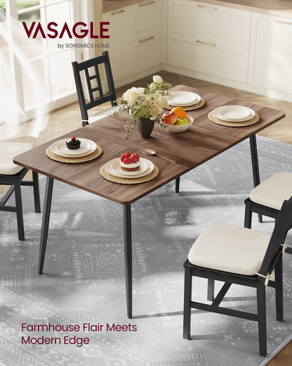 Dining Table Seats 4-6 People 75 x 140 x 75 cm Natural Walnut and Ink Black - image 2