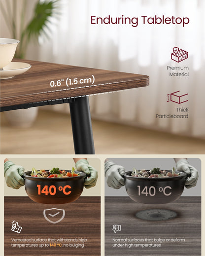 Dining Table Seats 4-6 People 75 x 140 x 75 cm Natural Walnut and Ink Black - image 4