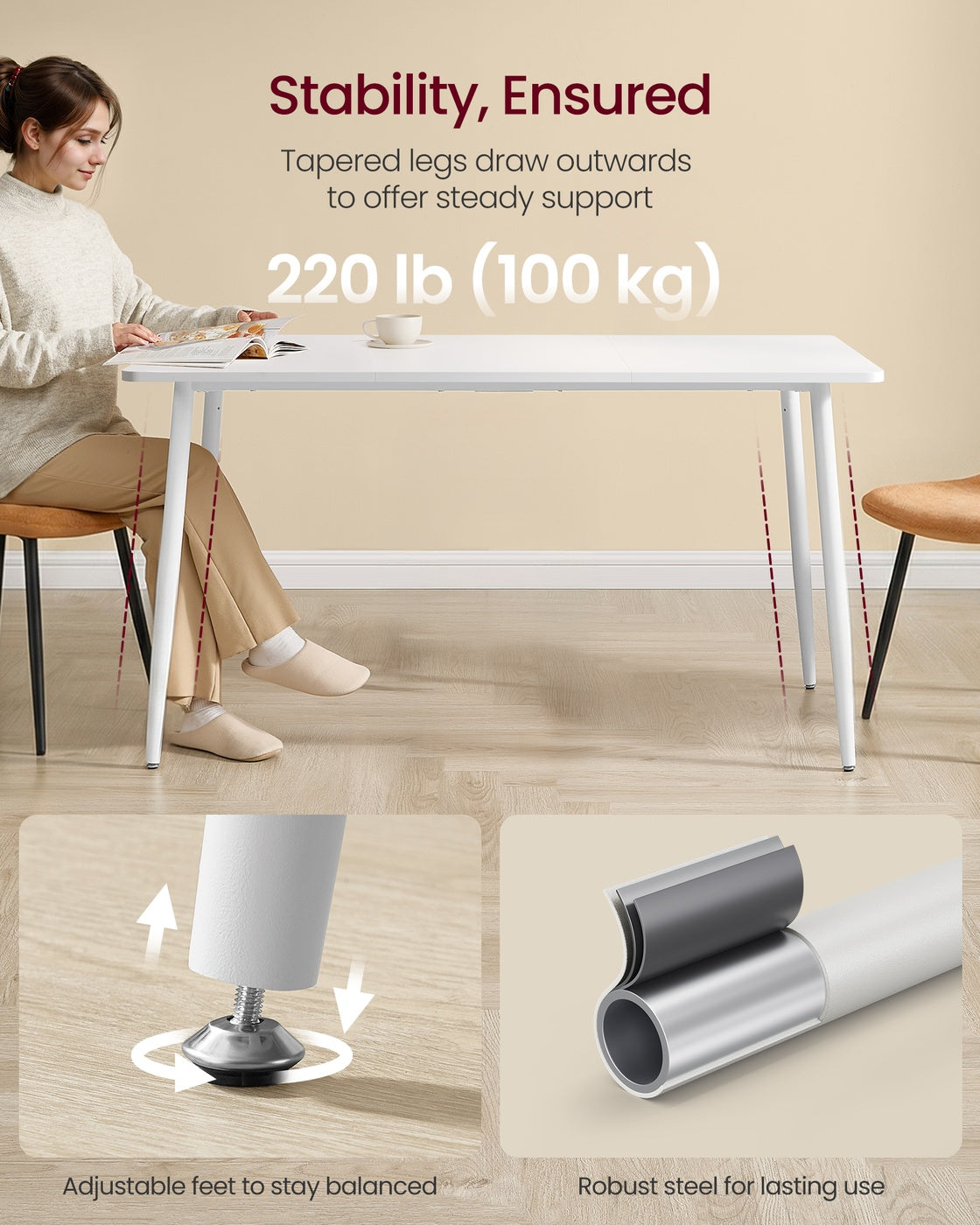 55.1" Dining Table for 4-6 People, Modern Kitchen Table - image 5