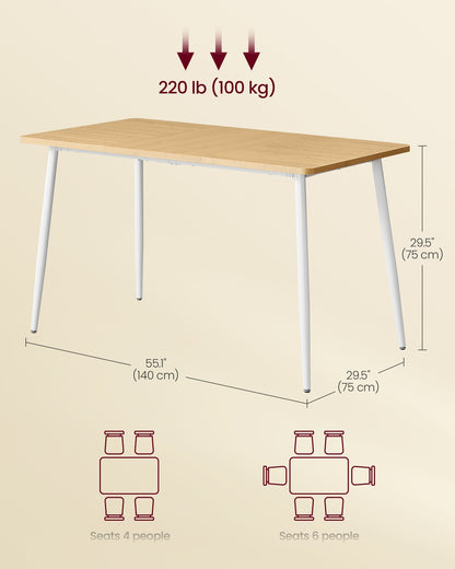 Dining Table Seats 4-6 People 75 x 140 x 75 cm Natural Walnut and Ink Black - image 9