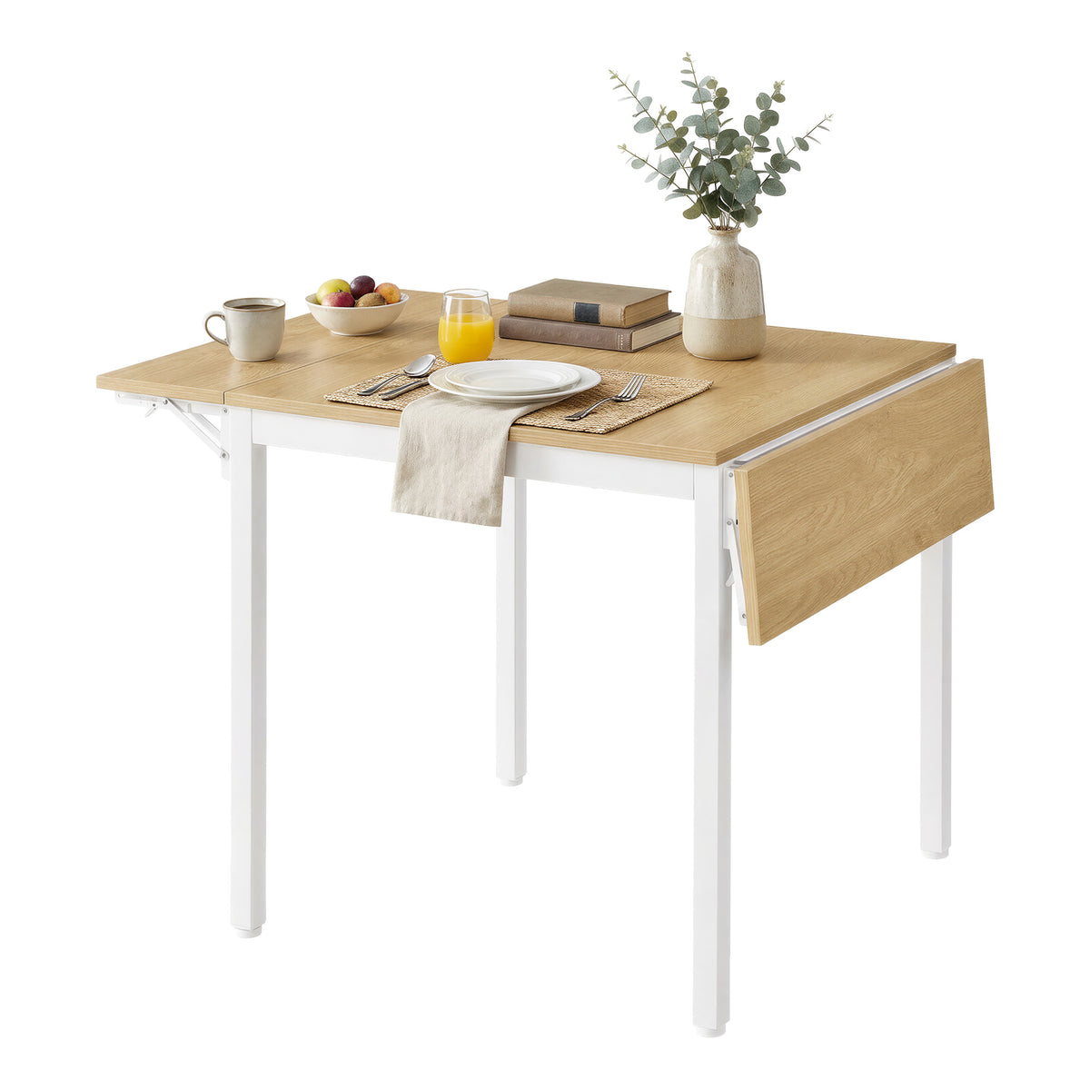 Folding Dining Table, Drop Leaf Extendable, for Small Spaces