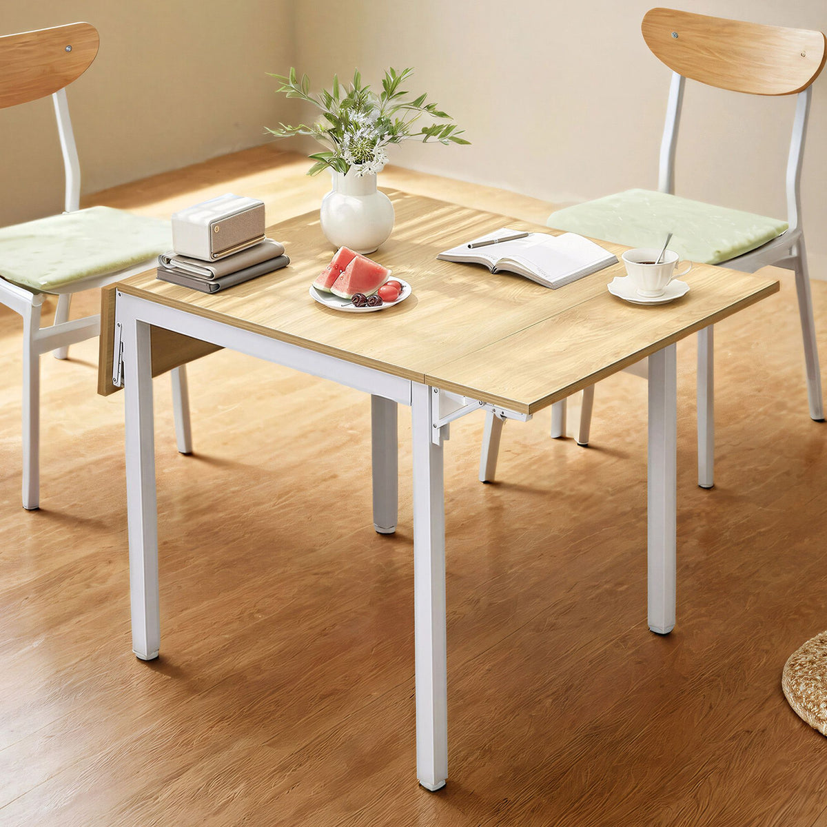 Folding Dining Table, Drop Leaf Extendable, for Small Spaces