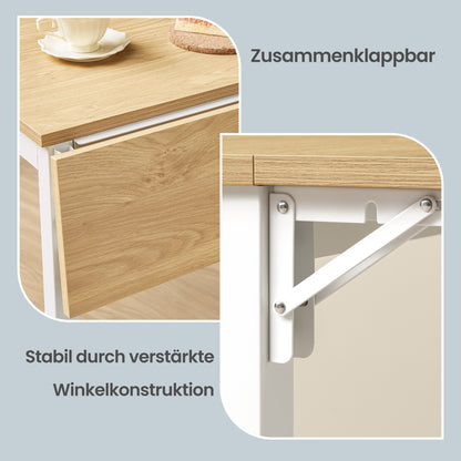 Folding Dining Table, Drop Leaf Extendable, for Small Spaces