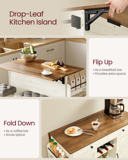 Mobile Kitchen Island with Drop Leaf, Portable Island with Spice Rack, Mobile Cart with Storage Cabinet - image 2