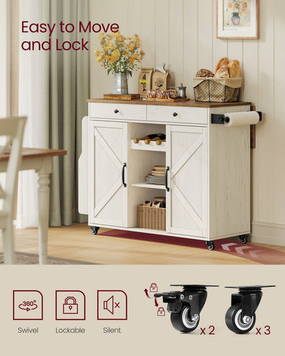 Mobile Kitchen Island with Drop Leaf, Portable Island with Spice Rack, Mobile Cart with Storage Cabinet - image 4