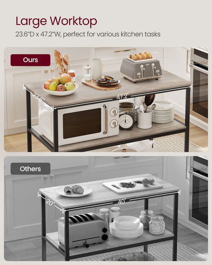 47.2 Inches Kitchen Shelf with Large Worktop