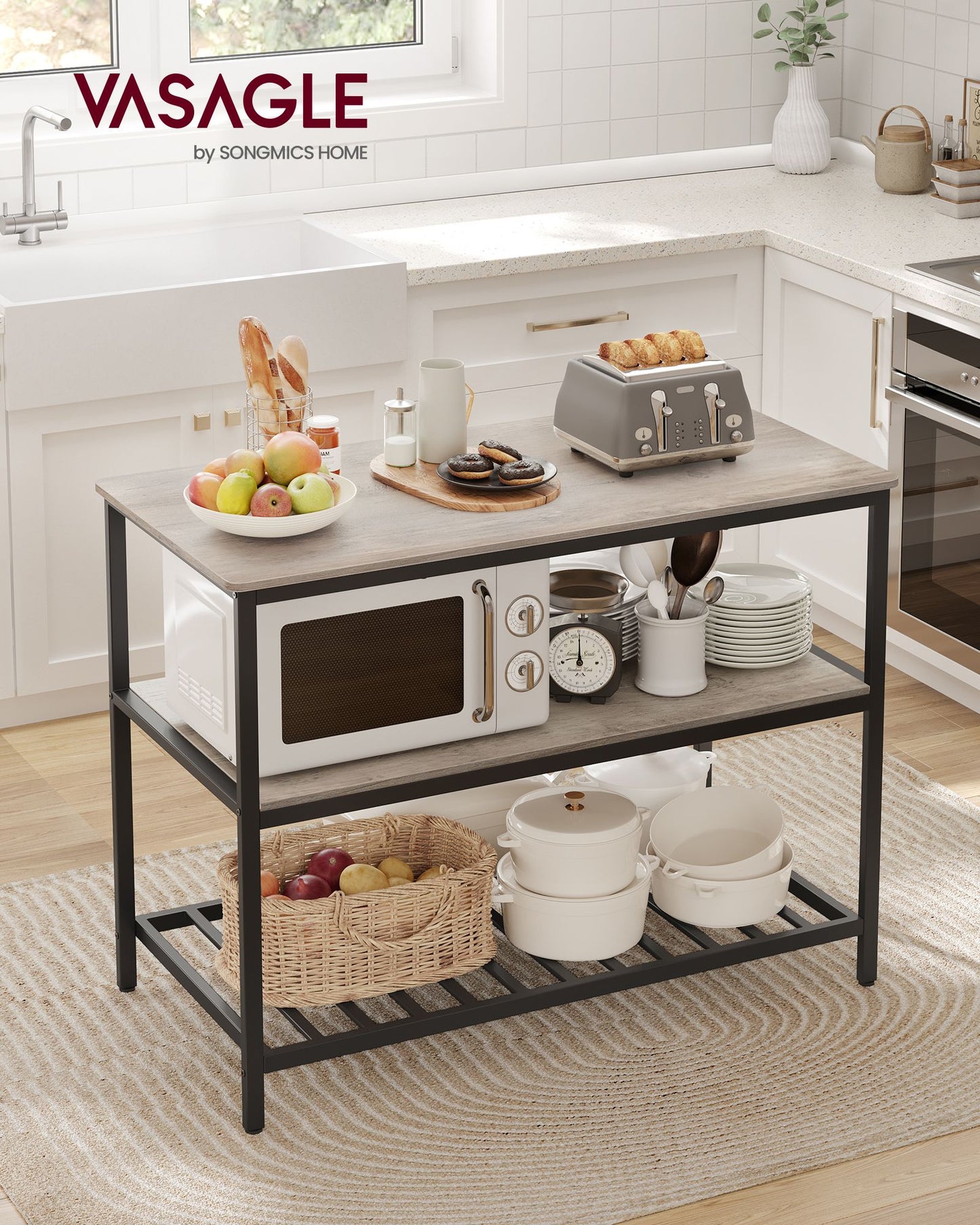 47.2 Inches Kitchen Shelf with Large Worktop