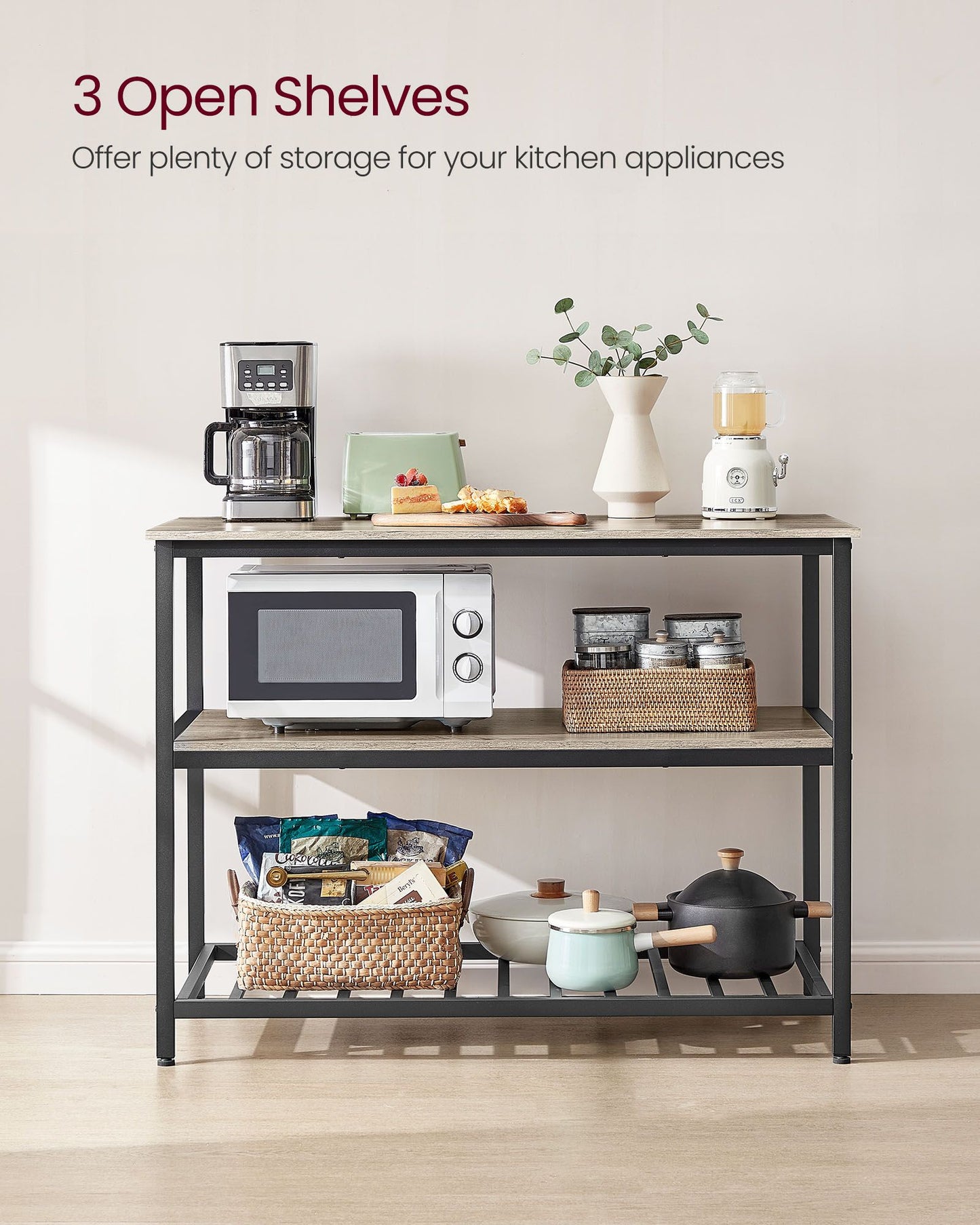 47.2 Inches Kitchen Shelf with Large Worktop