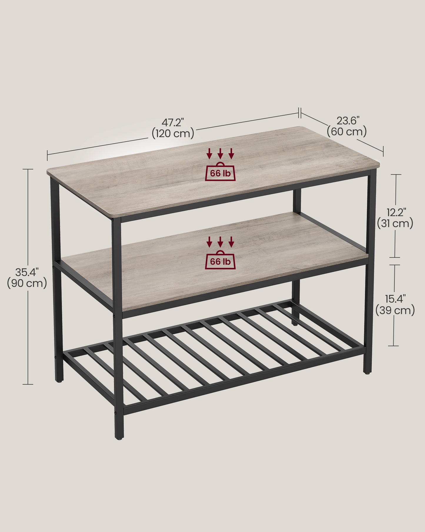 47.2 Inches Kitchen Shelf with Large Worktop