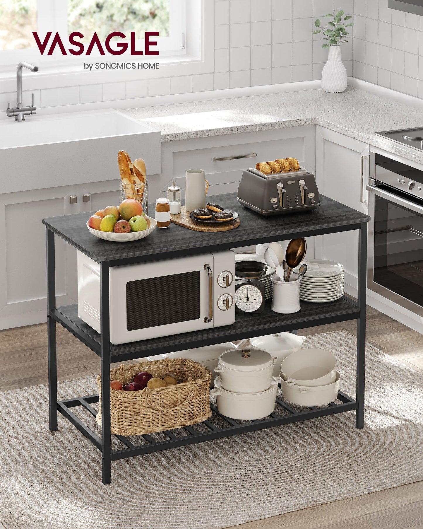47.2 Inches Kitchen Shelf with Large Worktop