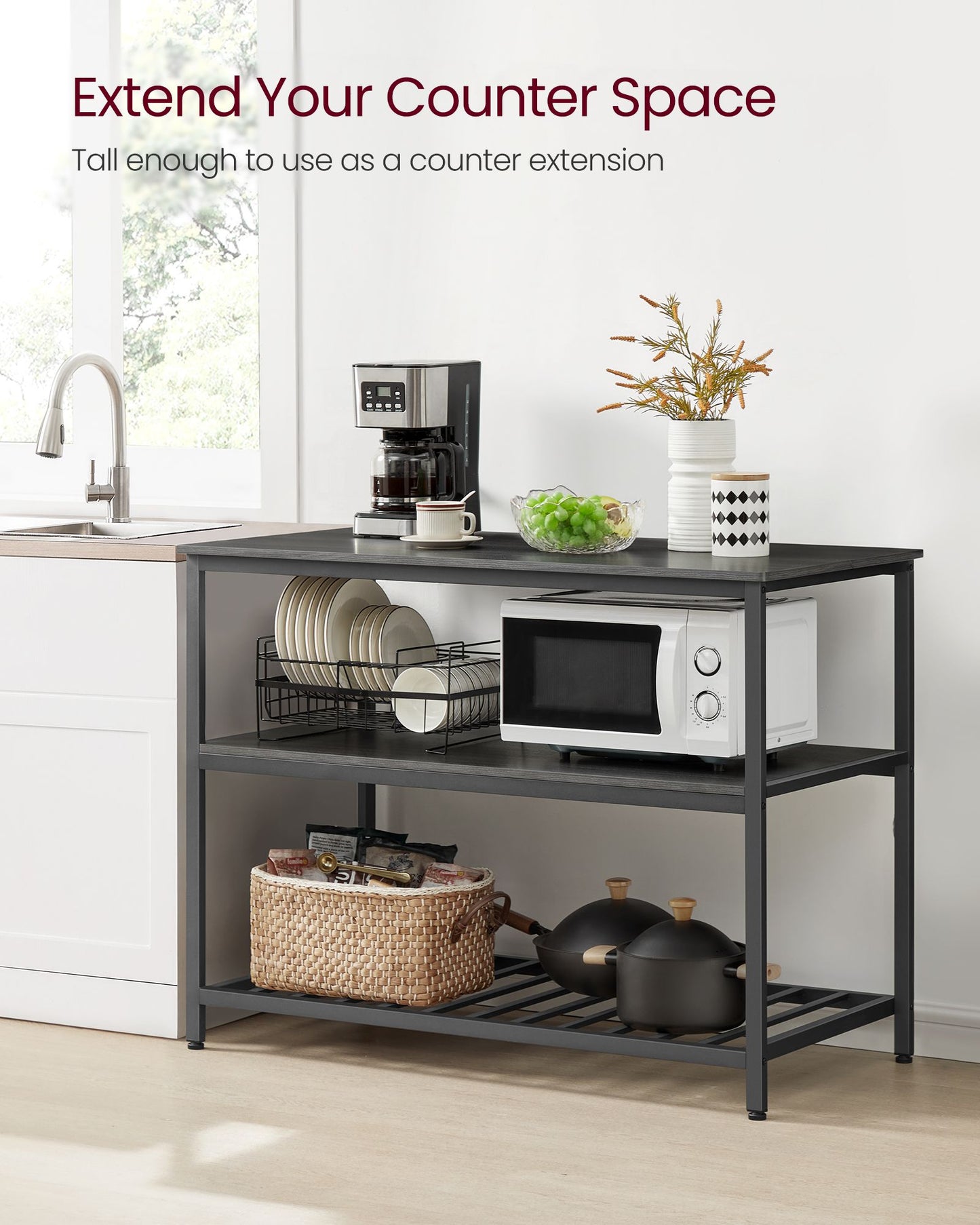 47.2 Inches Kitchen Shelf with Large Worktop