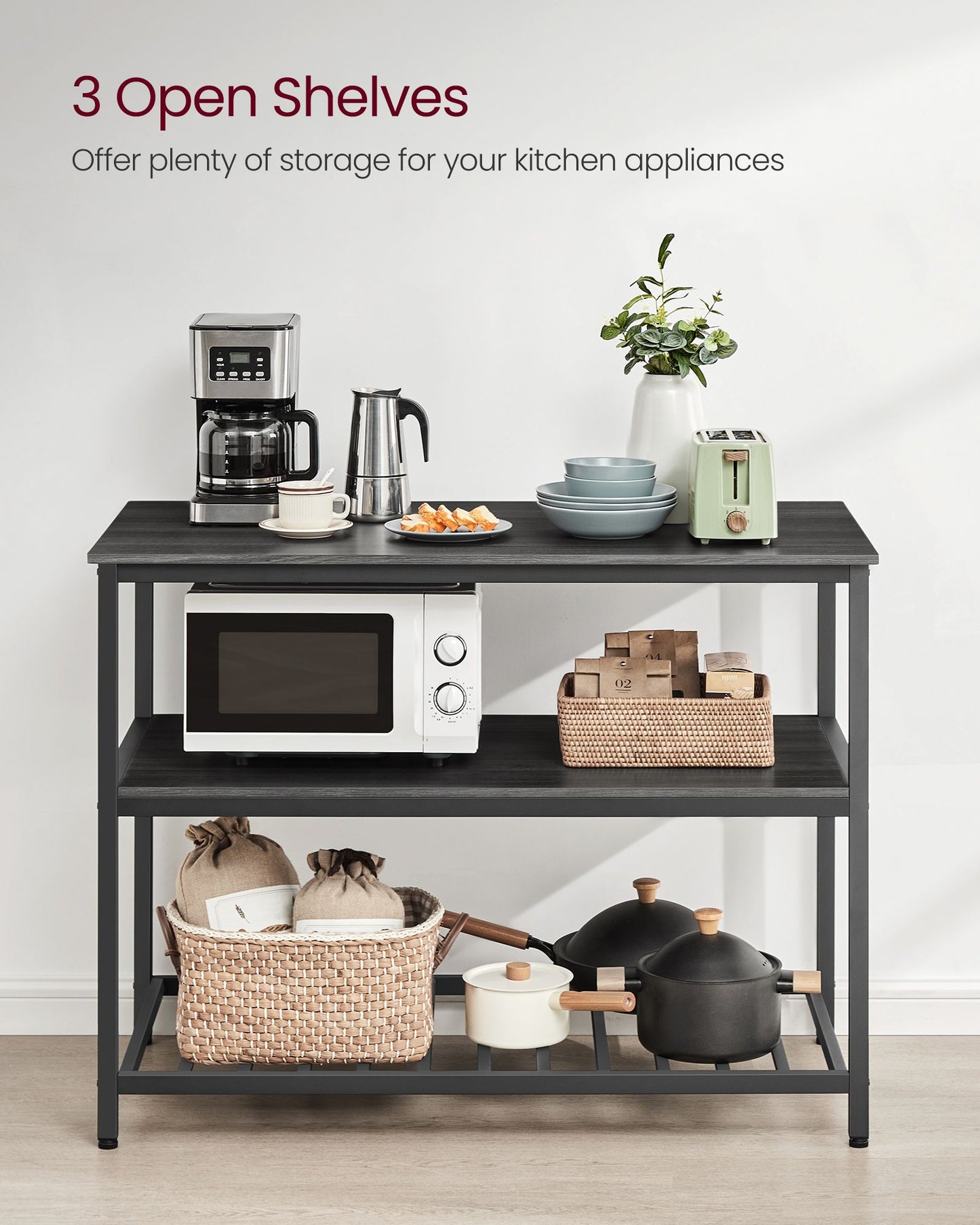 47.2 Inches Kitchen Shelf with Large Worktop